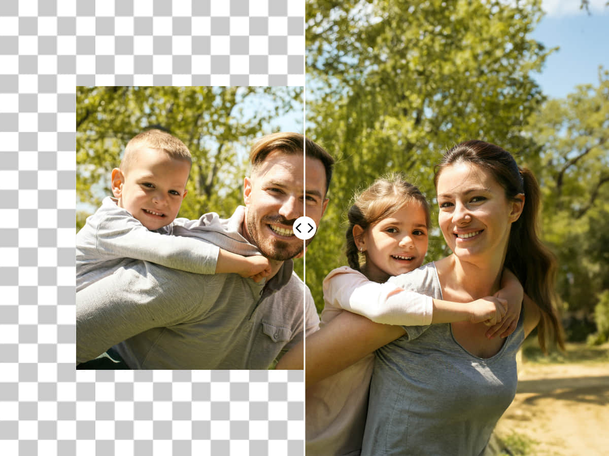 AI expand image free online example before after photo expansion with background extension